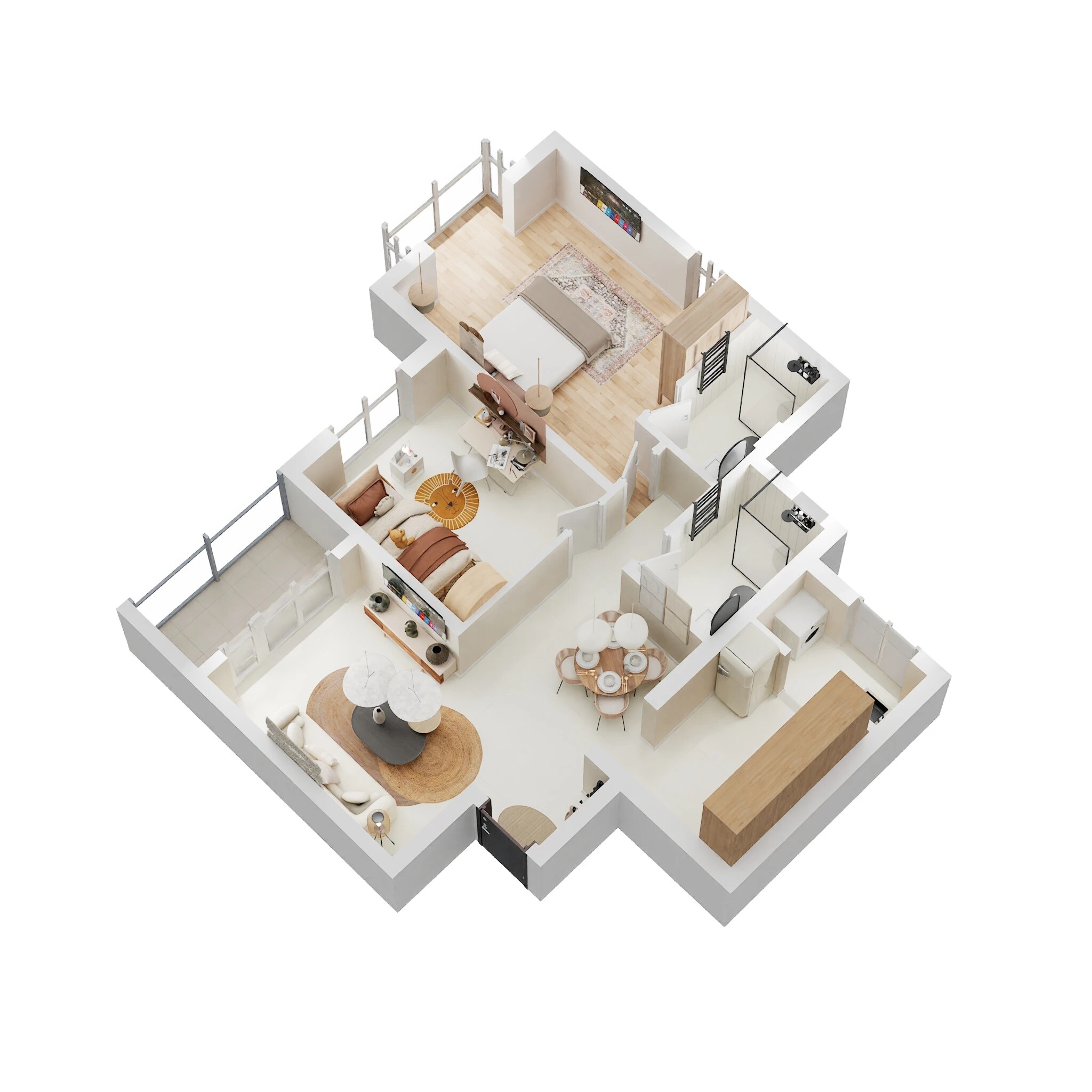 Floor plan of 2 BHK 1150 Sq. Ft. Apartment in Brigade Laguna, Bangalore