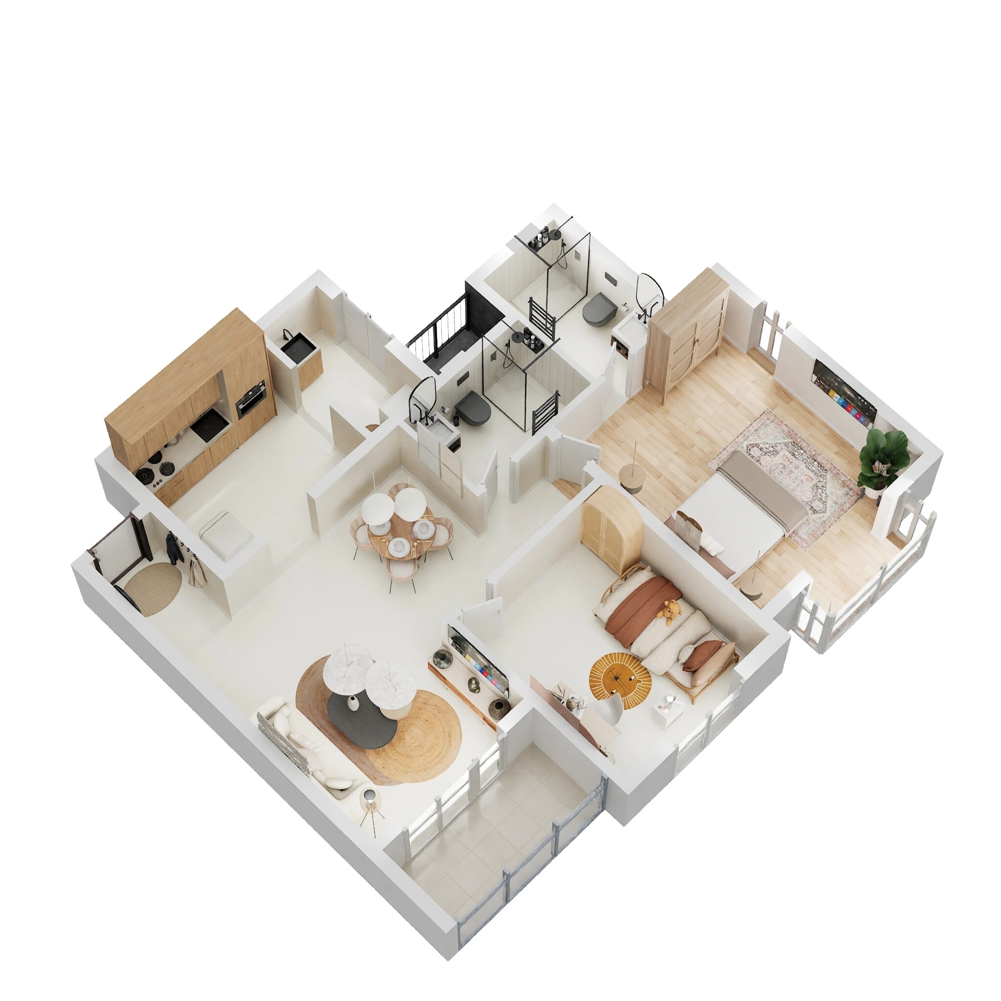 Floor plan of 2 BHK 1194 Sq. Ft. Apartment in Brigade Laguna, Bangalore