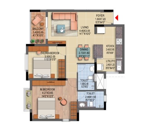 Other, brigade-laguna 2 Bedroom 1194 Sq.Ft. Apartment In Hebbal Bangalore 8806808