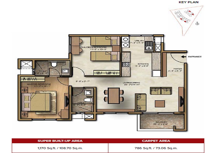 2 BHK 1170 Sq. Ft. Apartment in Brigade Lakefront Crimson