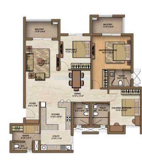 3 BHK 2140 Sq. Ft. Apartment in Brigade Lakeview