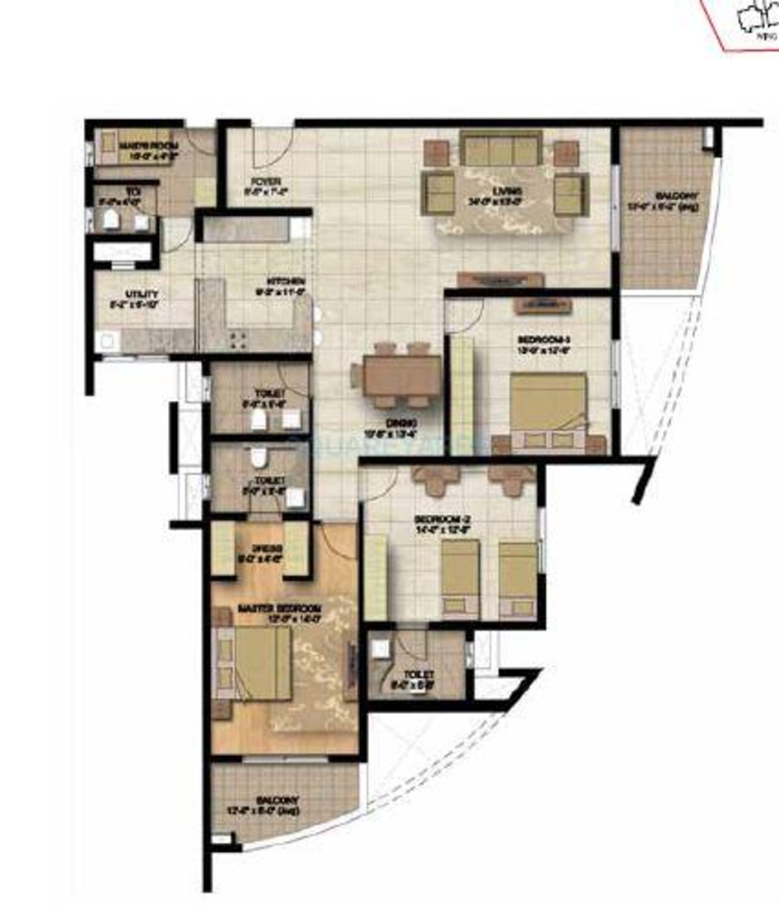 brigade lakeview apartment 3bhk 2250sqft1