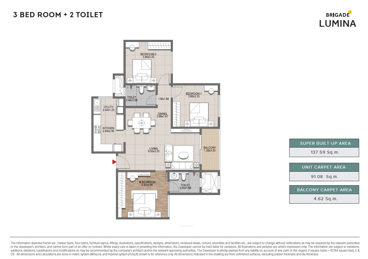 3 BHK 1481 Sq. Ft. Apartment