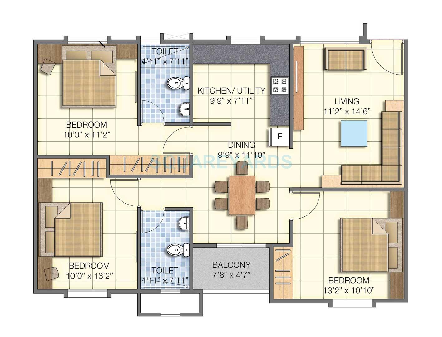brigade meadows apartment 3bhk 1630sqft1