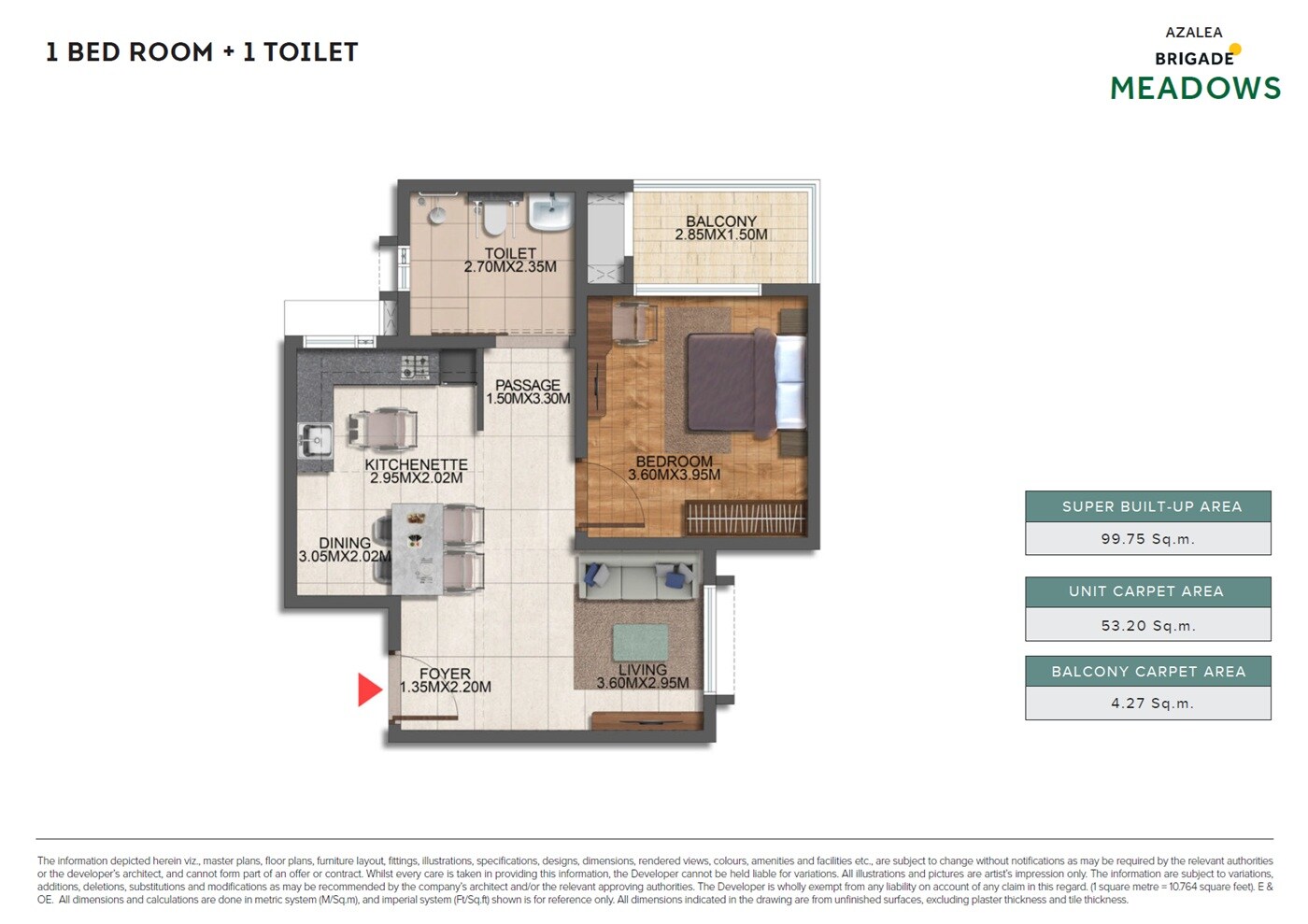 1 BHK 1073 Sq. Ft. Apartment