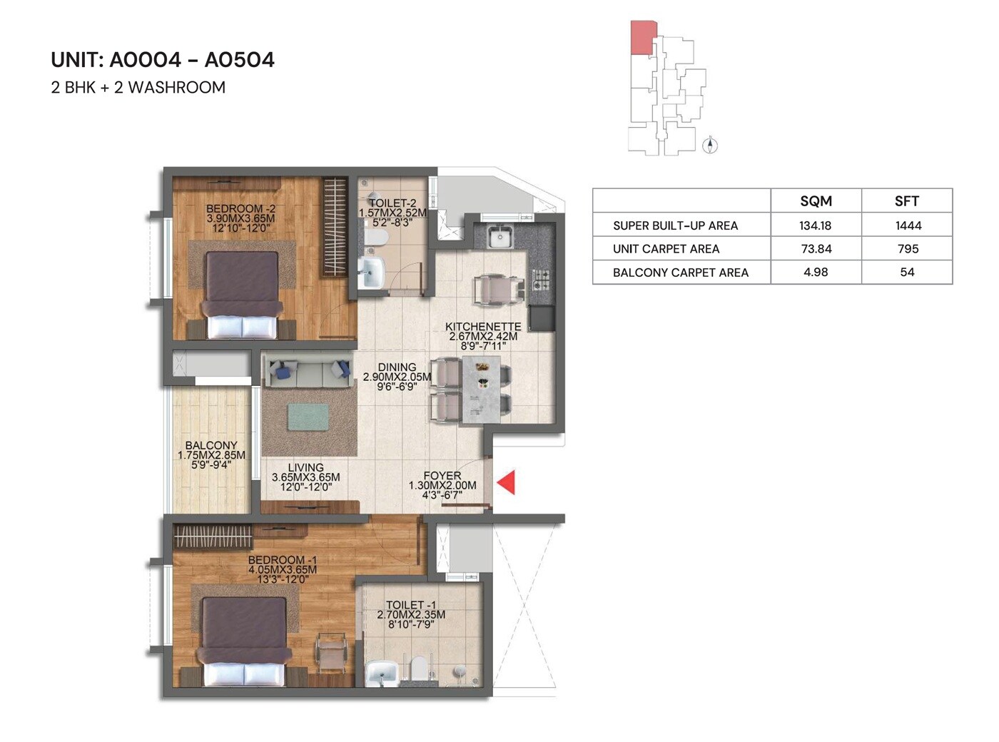 2 BHK 1444 Sq. Ft. Apartment