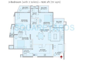  3 BHK Apartment at Brigade Metropolis, Mahadevpura – for Sale