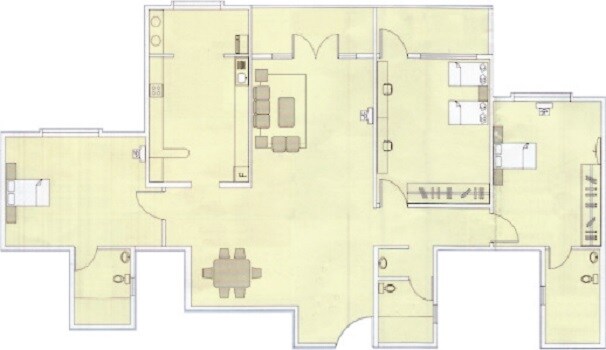 Floor plan of 3 BHK 2600 Sq. Ft. Apartment in Brigade Millennium Laburnum, Bangalore
