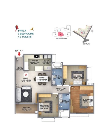  3 BHK Apartment at Brigade Nanda Heights, Padmanabha Nagar – for Sale