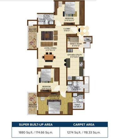  3 BHK Apartment at Brigade Northridge, Kogilu Road – for Rent