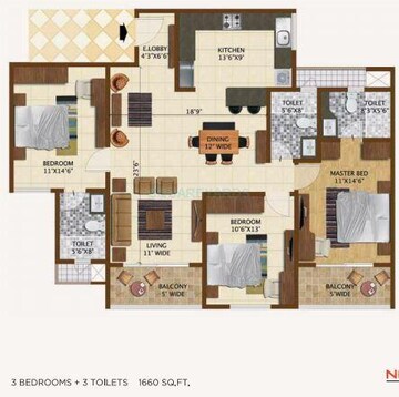  3 BHK Apartment at Brigade Northridge, Kogilu Road – for Rent