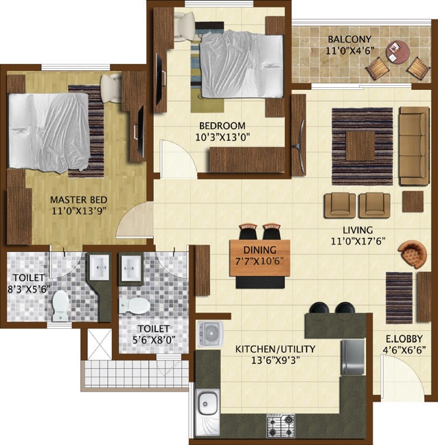 brigade northridge phase ii apartment 2 bhk 1230sqft 20202631142604