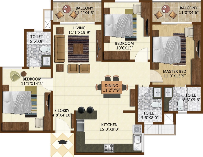 brigade northridge phase ii apartment 3 bhk 1610sqft 20202731142718
