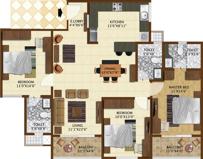 brigade northridge phase ii apartment 3 bhk 1930sqft 20203131143128