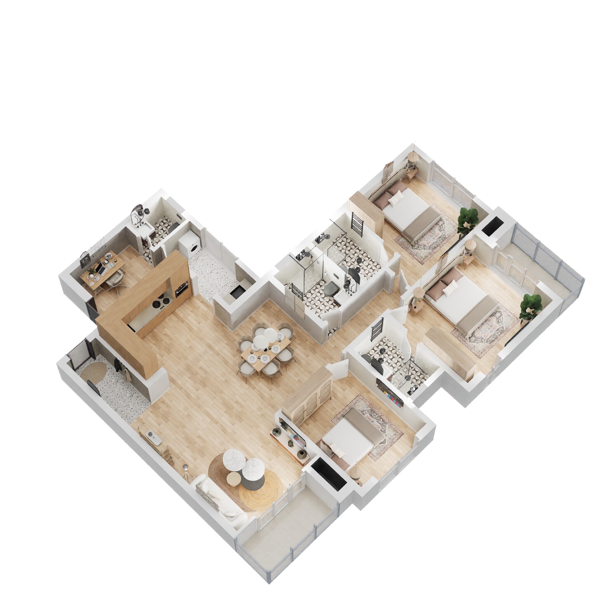 3 BHK 1940 Sq. Ft. Apartment