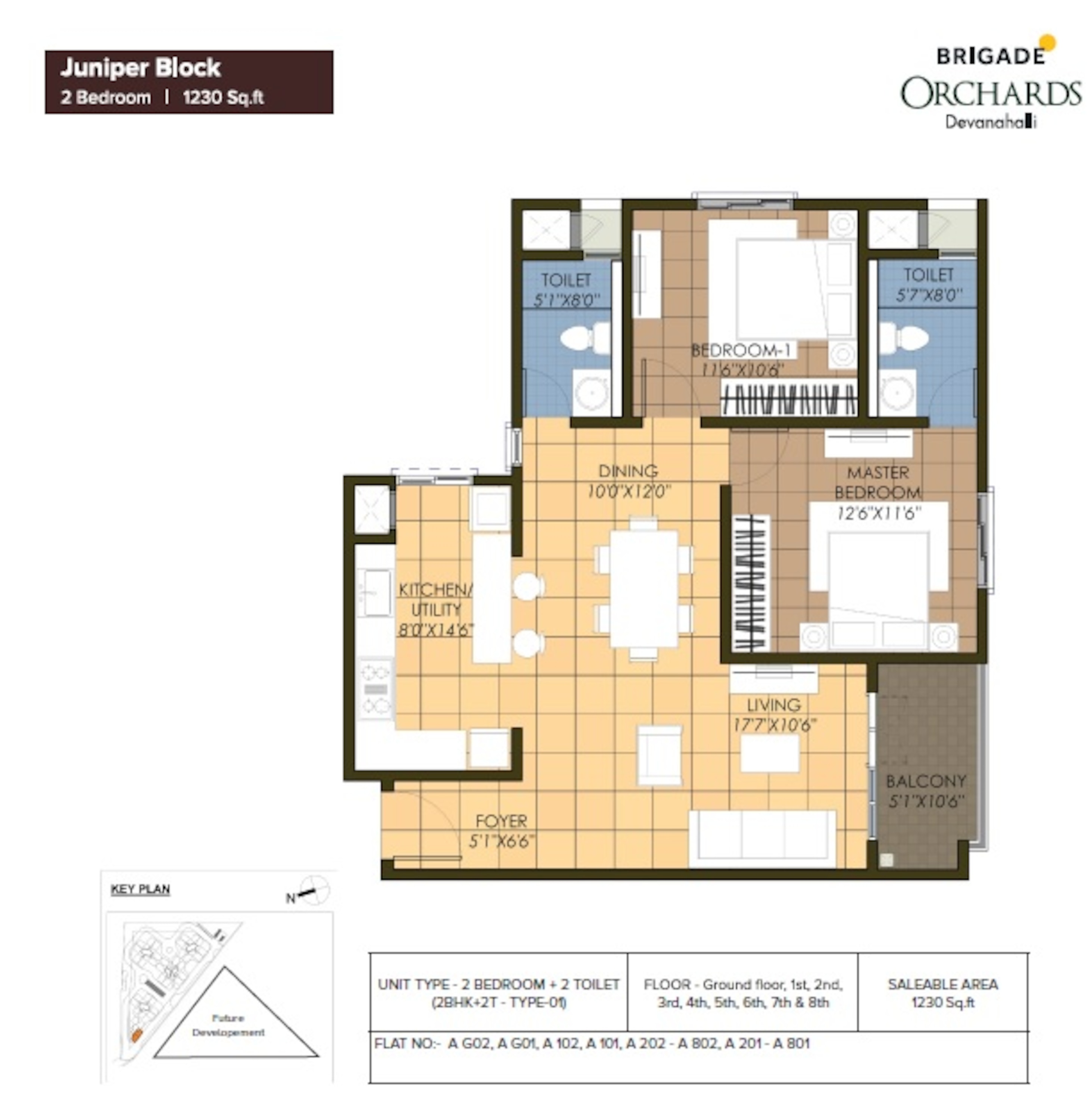 brigade orchards juniper apartment 2bhk 1230sqft 1