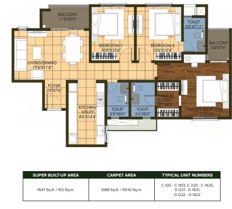 3 BHK 1647 Sq. Ft. Apartment