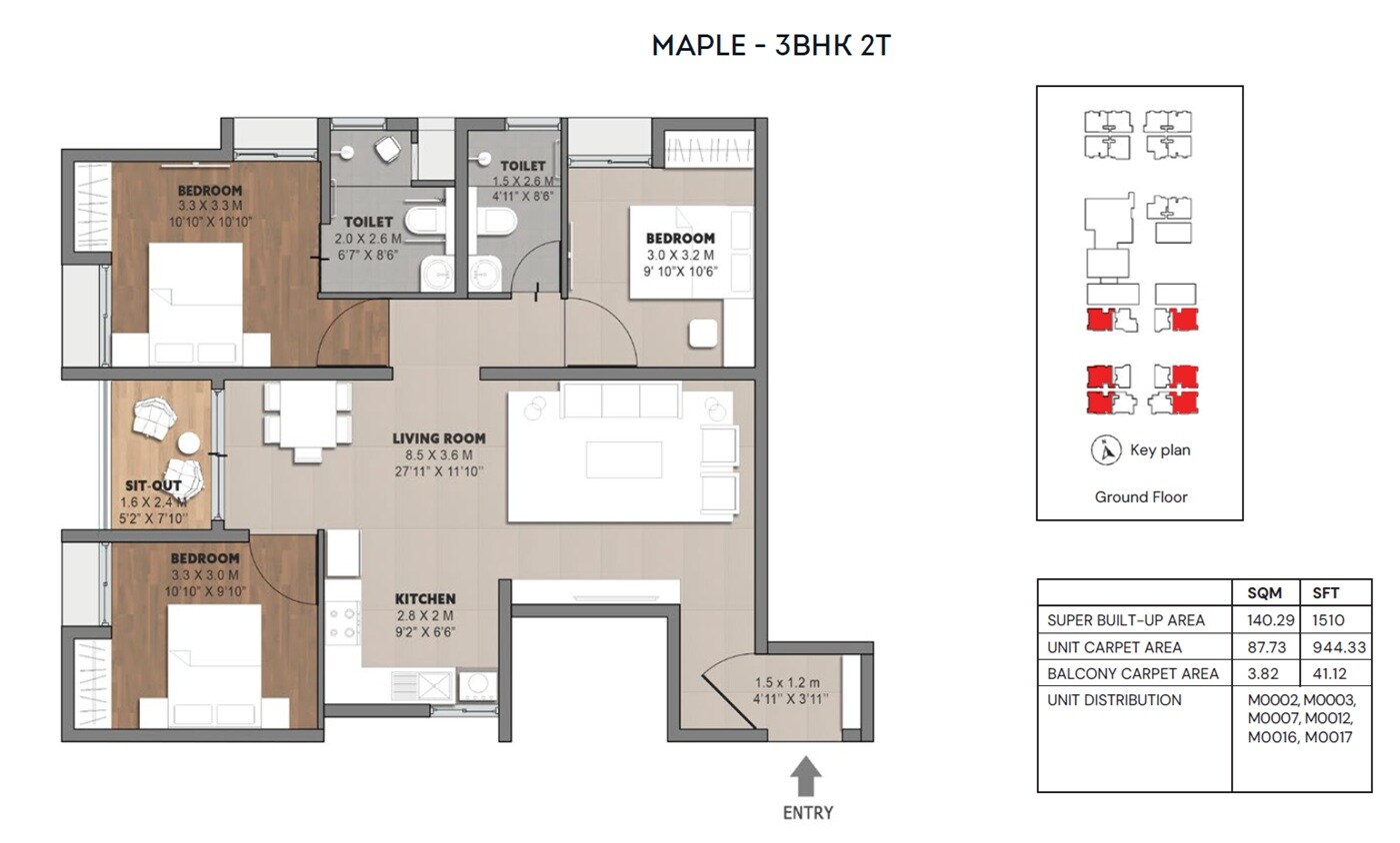3 BHK 1510 Sq. Ft. Apartment