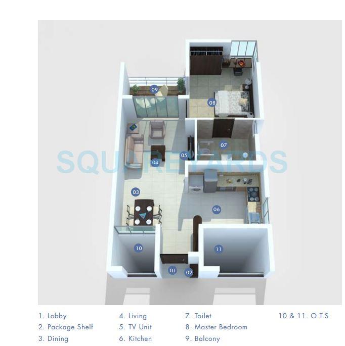 1 BHK 1020 Sq. Ft. Apartment