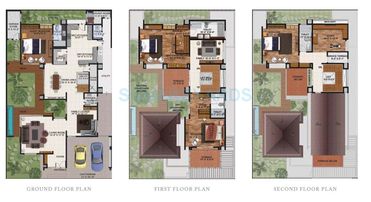 Floor plan of 4 BHK 4910 Sq. Ft. Villa in Brigade Orchards Pavilion Villas, Bangalore