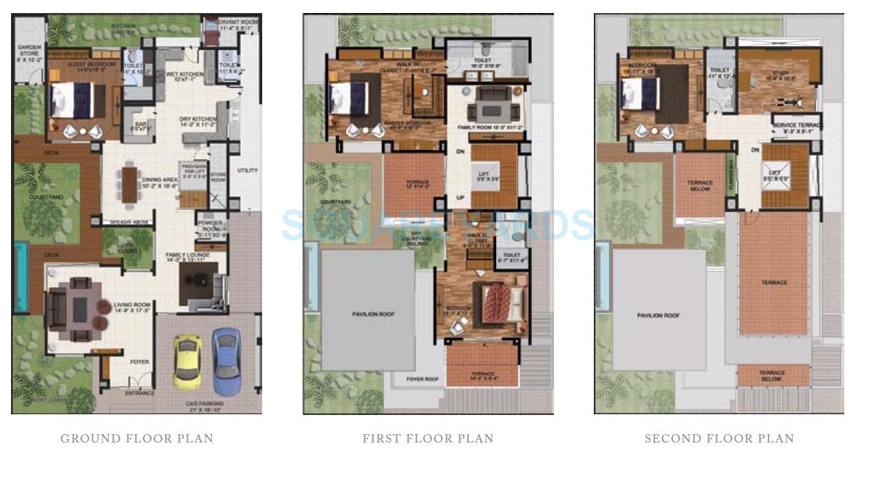 Floor plan of 4 BHK 4920 Sq. Ft. Villa in Brigade Orchards Pavilion Villas, Bangalore