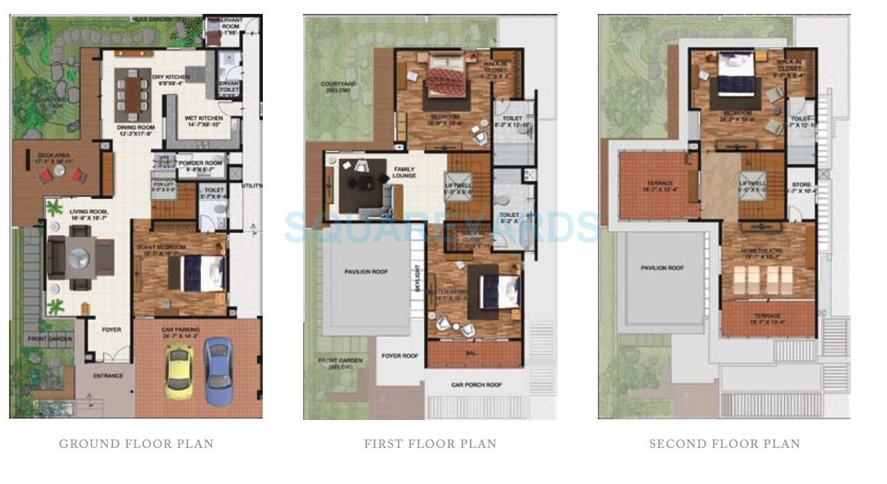 Floor plan of 4 BHK 4900 Sq. Ft. Villa in Brigade Orchards, Bangalore