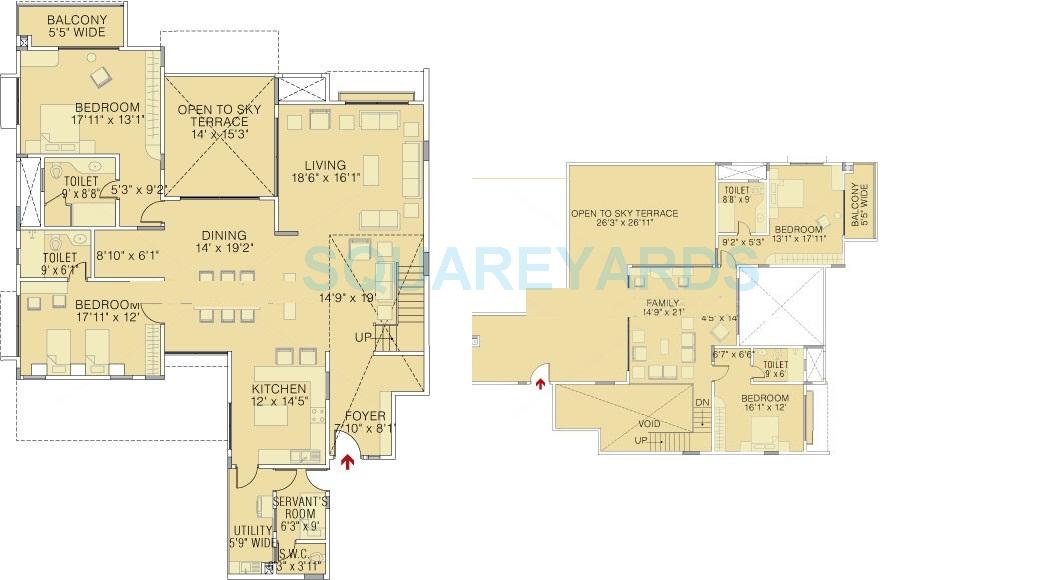 Floor plan of 4 BHK 4500 Sq. Ft. Apartment in Brigade Petunia, Bangalore