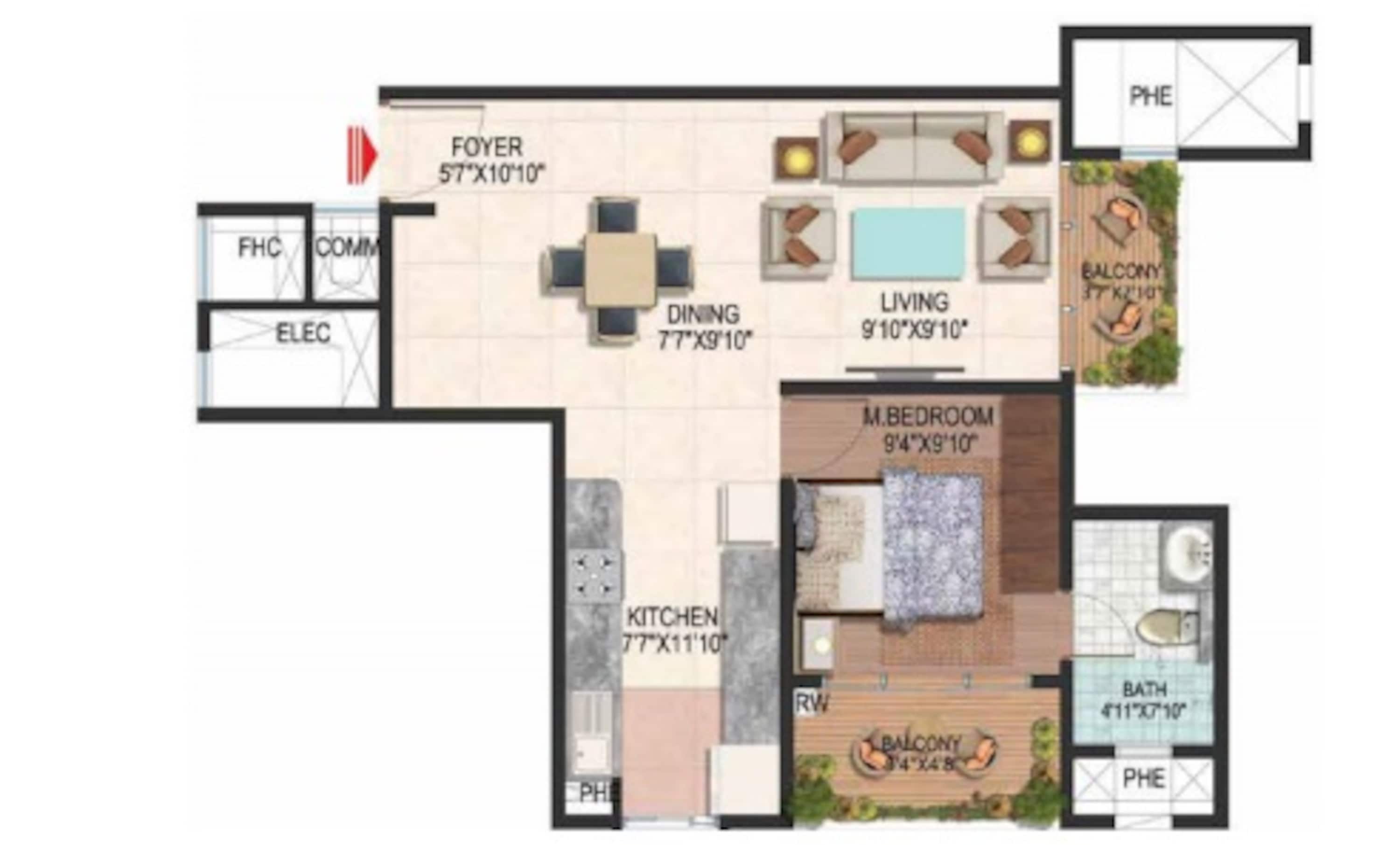 brigade plumeria lifestyle apartment 1bhk 671sqft111