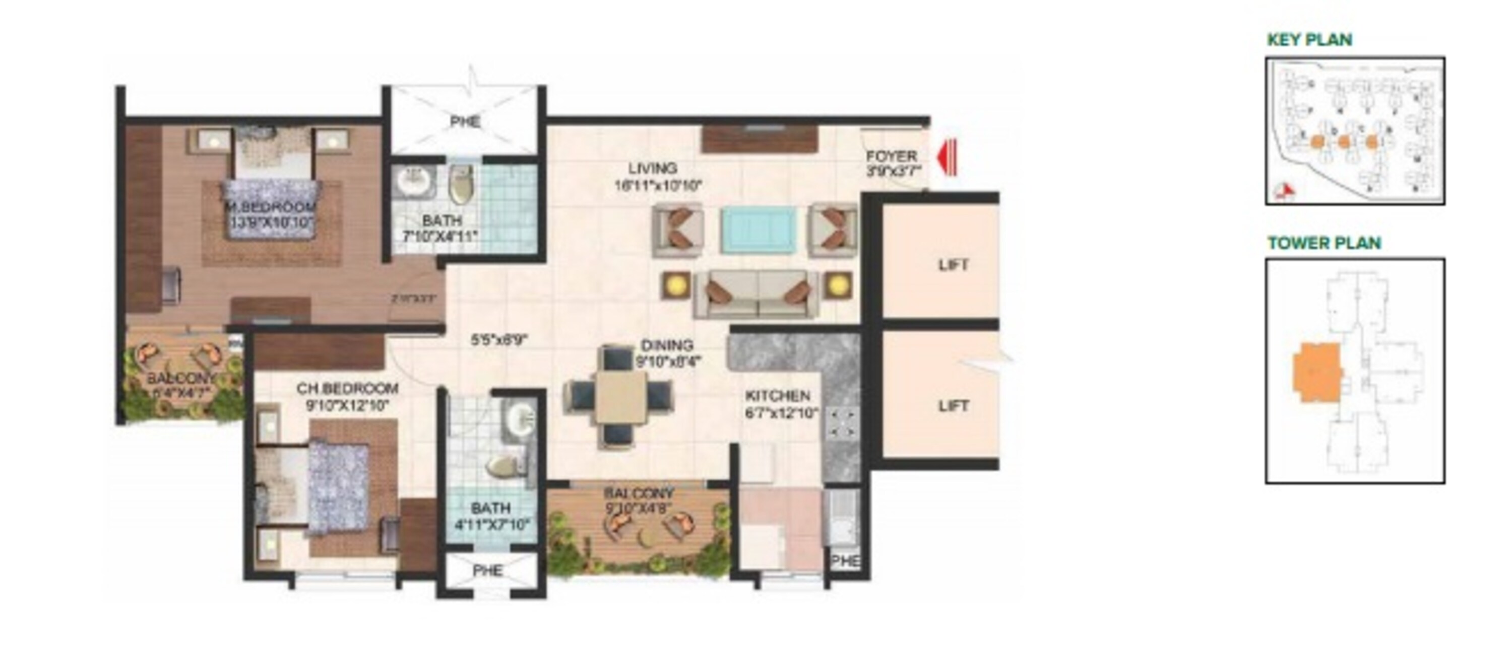 brigade plumeria lifestyle apartment 2bhk 1170sqft111