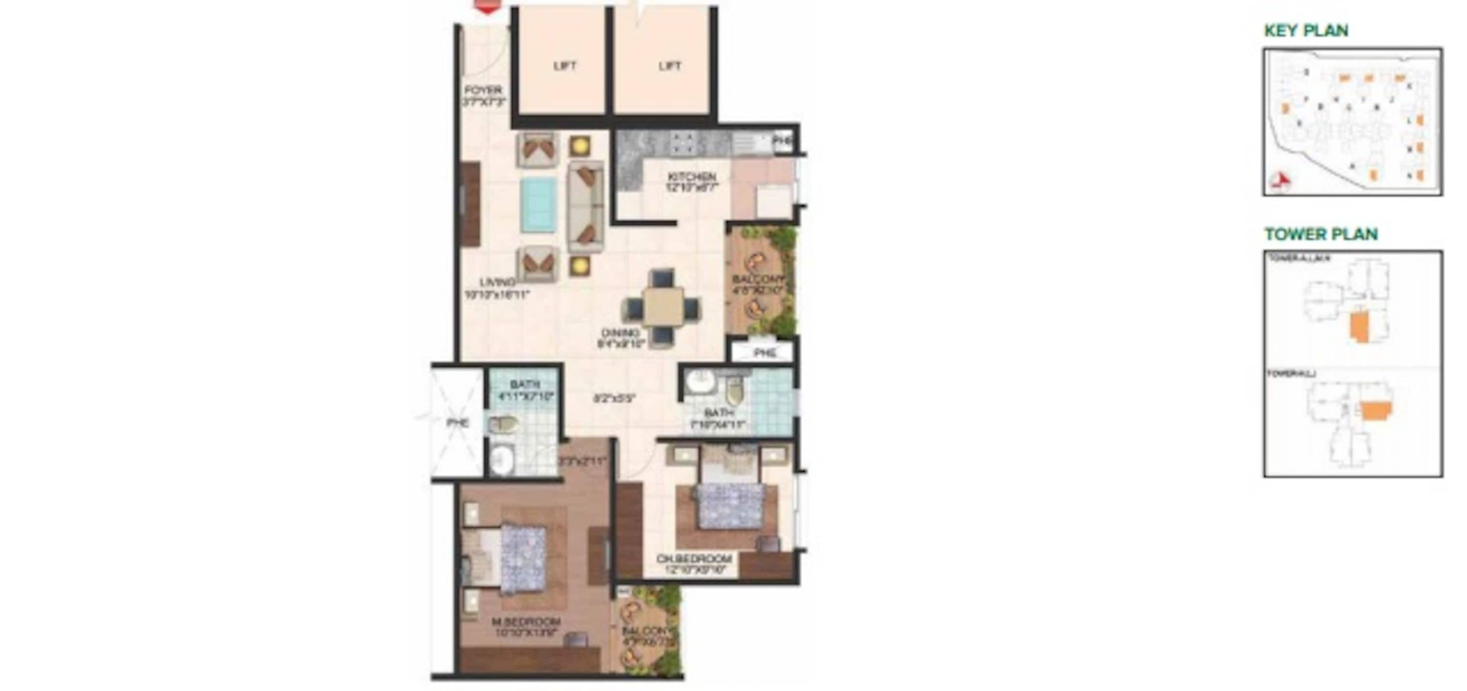 brigade plumeria lifestyle apartment 2bhk 1190sqft111