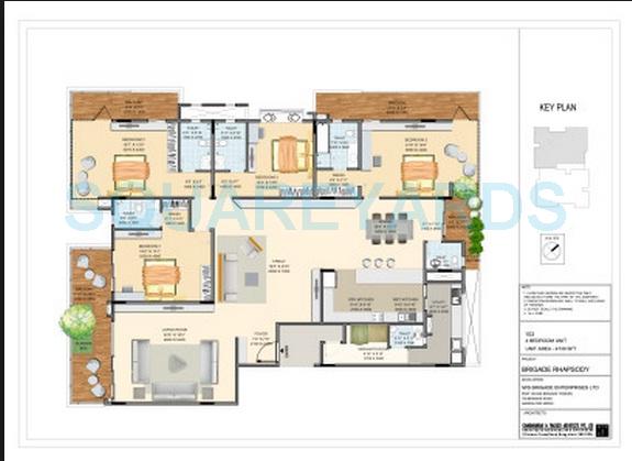 Floor plan of 4 BHK 4700 Sq. Ft. Apartment in Brigade Rhapsody, Bangalore