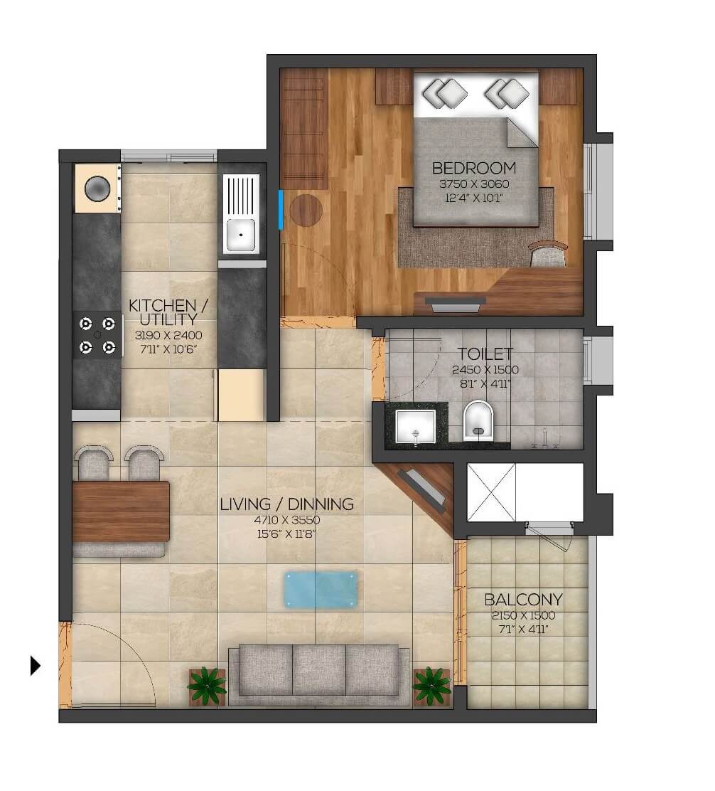 Other, brigade-cornerstone-utopia 1 Bedroom 799 Sq.Ft. Apartment In Varthur Bangalore 8810674