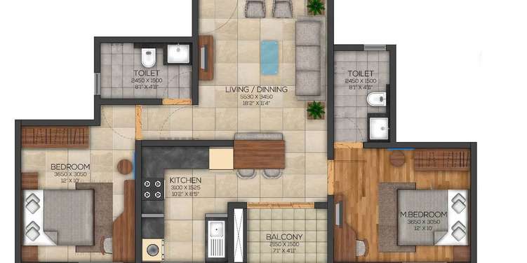 brigade utopia apartment 2bhk 664sqft 1