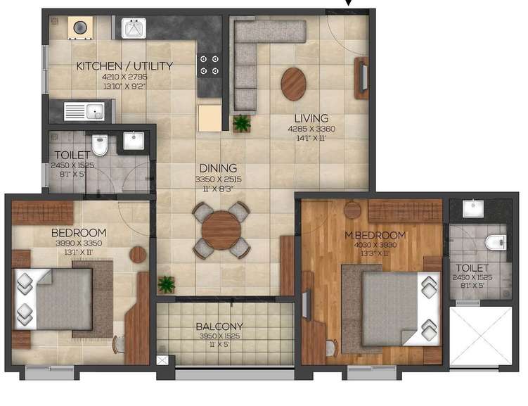 brigade utopia apartment 2bhk 803sqft 1