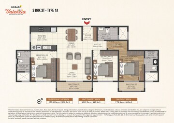  3 BHK Apartment at Brigade Valencia, Hosur Road – for Sale