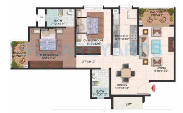 2 BHK 1120 Sq. Ft. Apartment