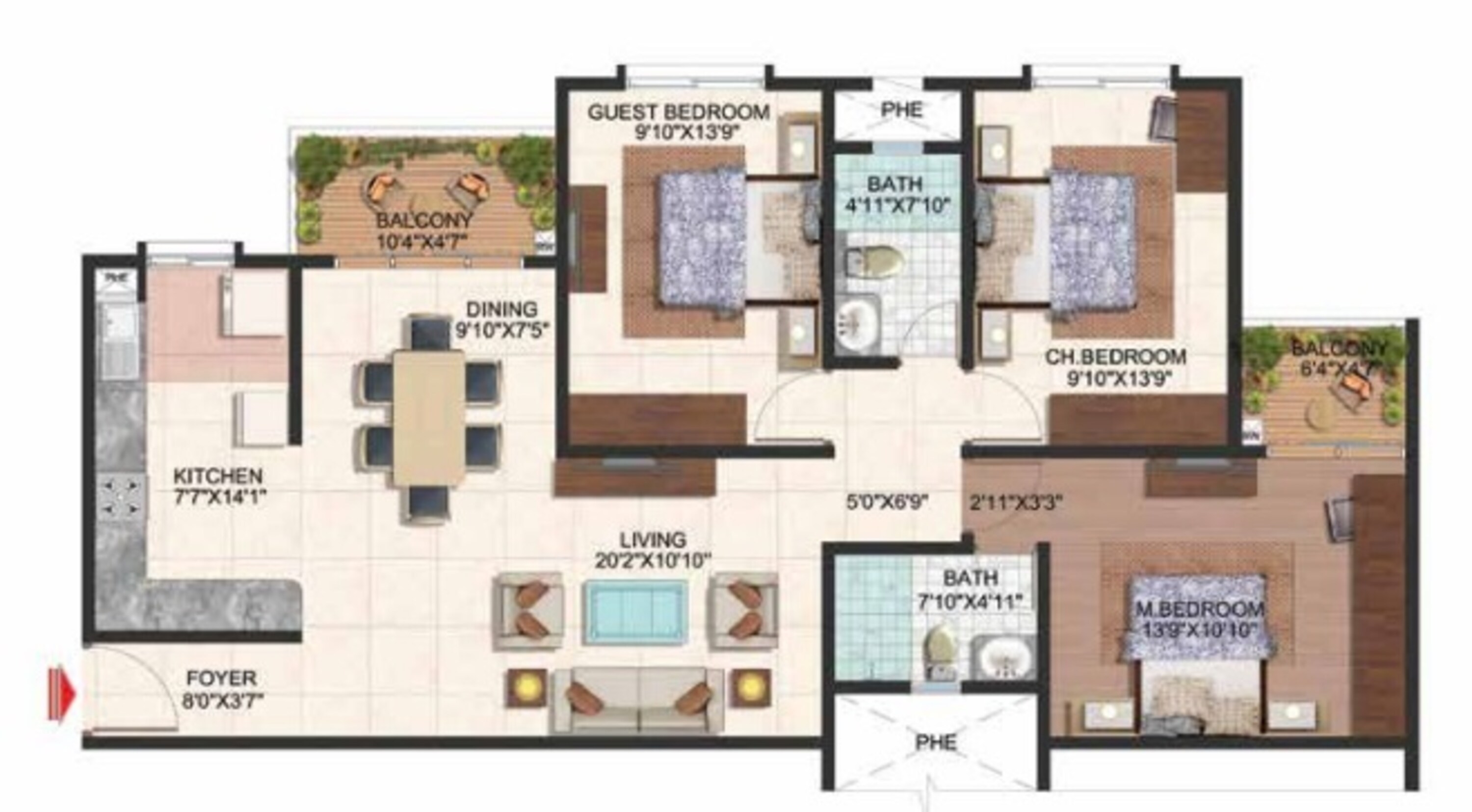 brigade wisteria at brigade meadows apartment 3 bhk 1430sqft 20213406123450