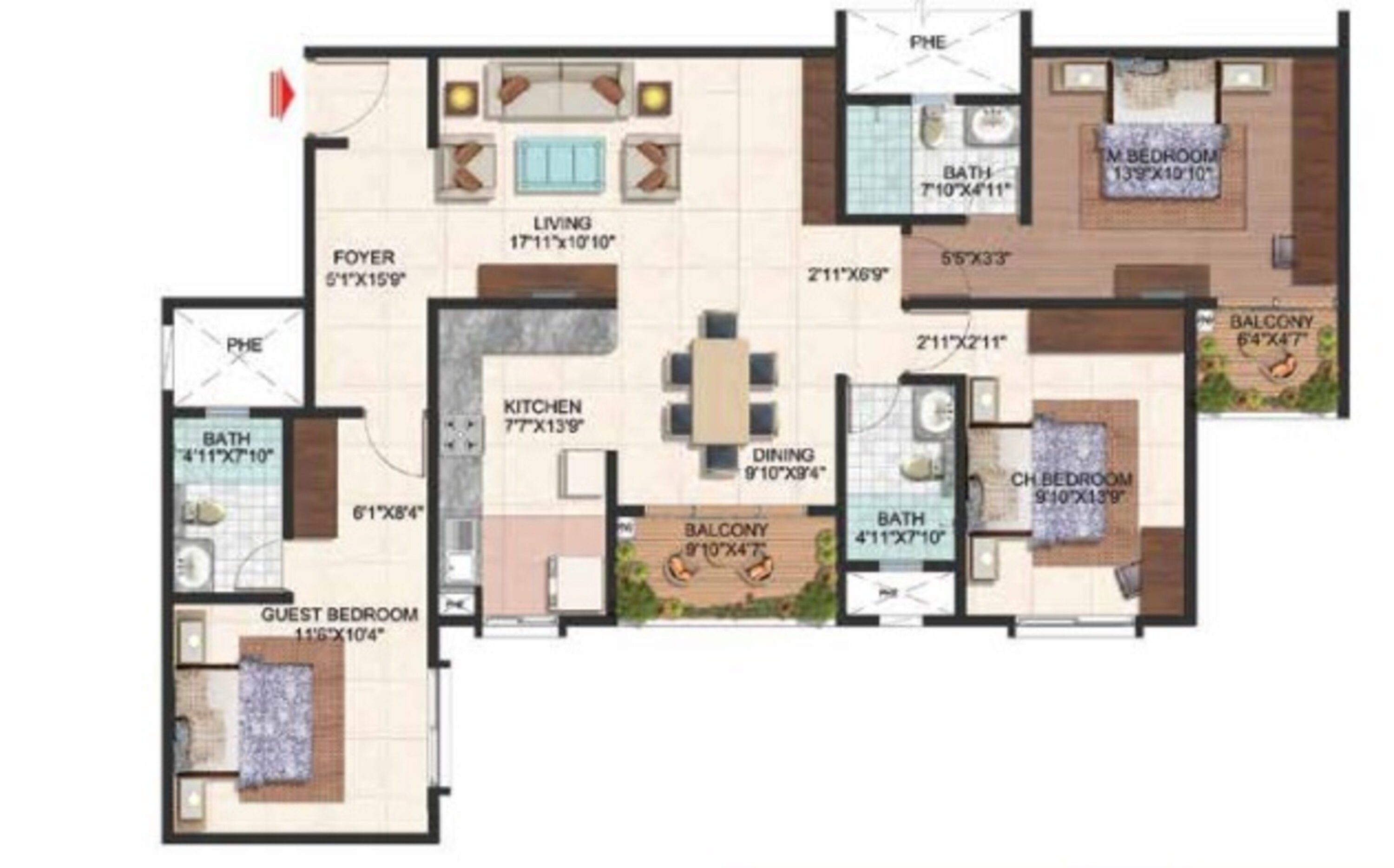 brigade wisteria at brigade meadows apartment 3 bhk 1600sqft 20213506123513