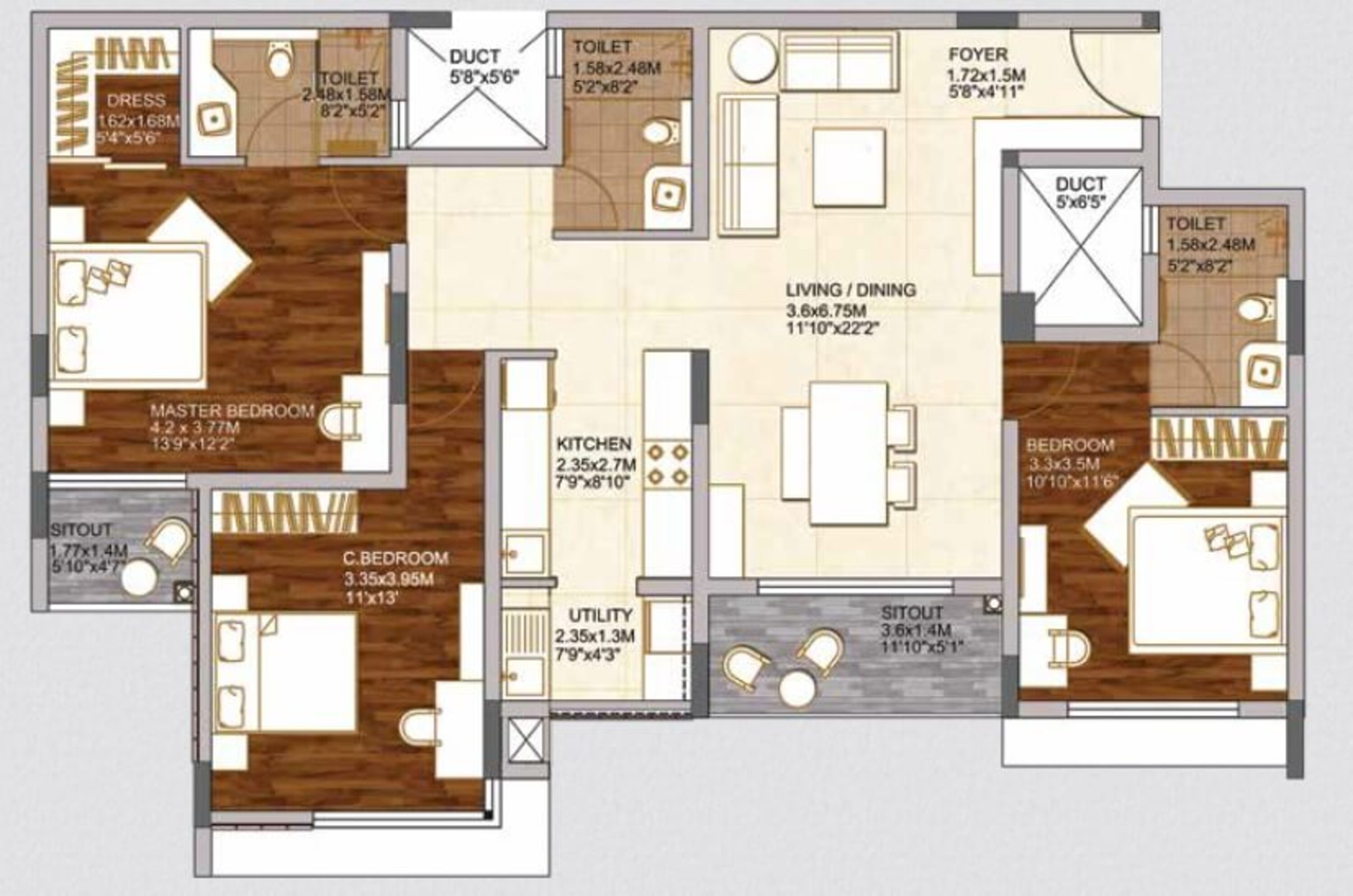 brigade woods apartment 3bhk 1146sqft 1