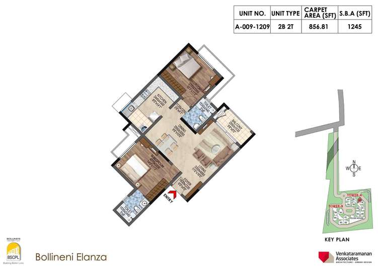 bscpl bollineni elanza apartment 2bhk 1245sqft 1