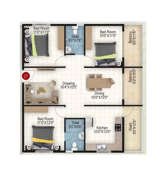 3 BHK 1416 Sq. Ft. Apartment