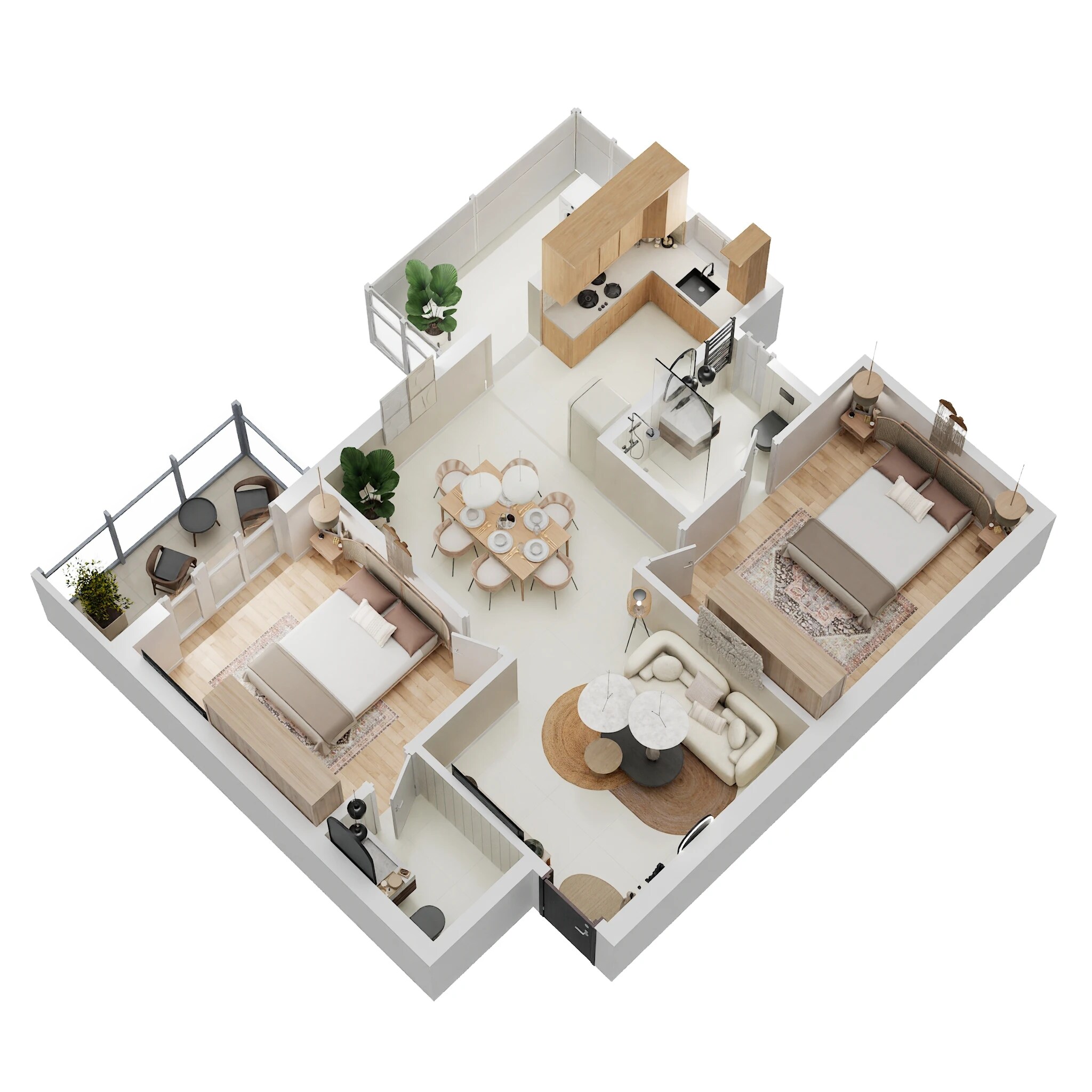 Floor plan of 2 BHK 1090 Sq. Ft. Apartment in Candeur Landmark, Bangalore