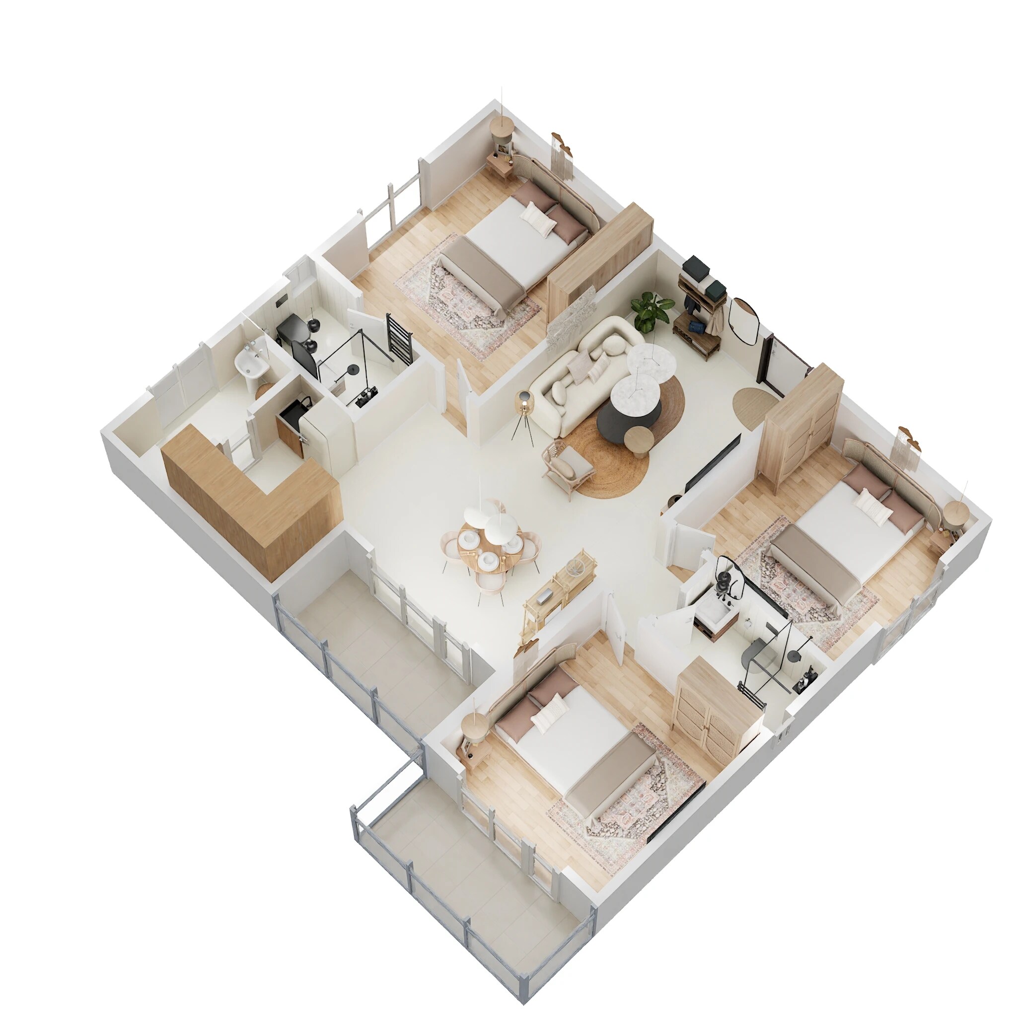 Floor plan of 3 BHK 1495 Sq. Ft. Apartment in Candeur Nova Gardenia, Bangalore
