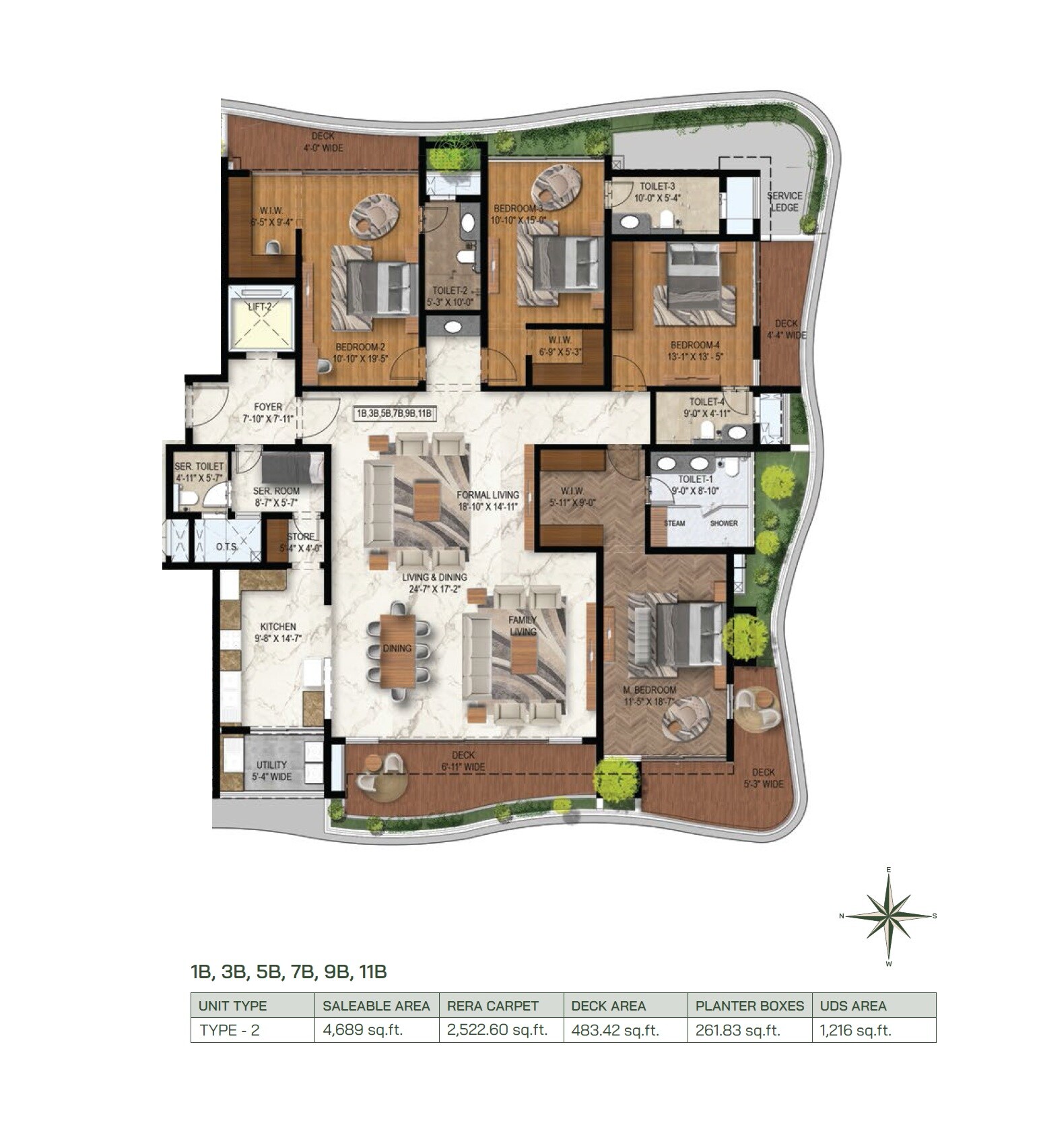 Floor plan of 4 BHK 4689 Sq. Ft. Apartment in Cardinal Bodhi, Bangalore