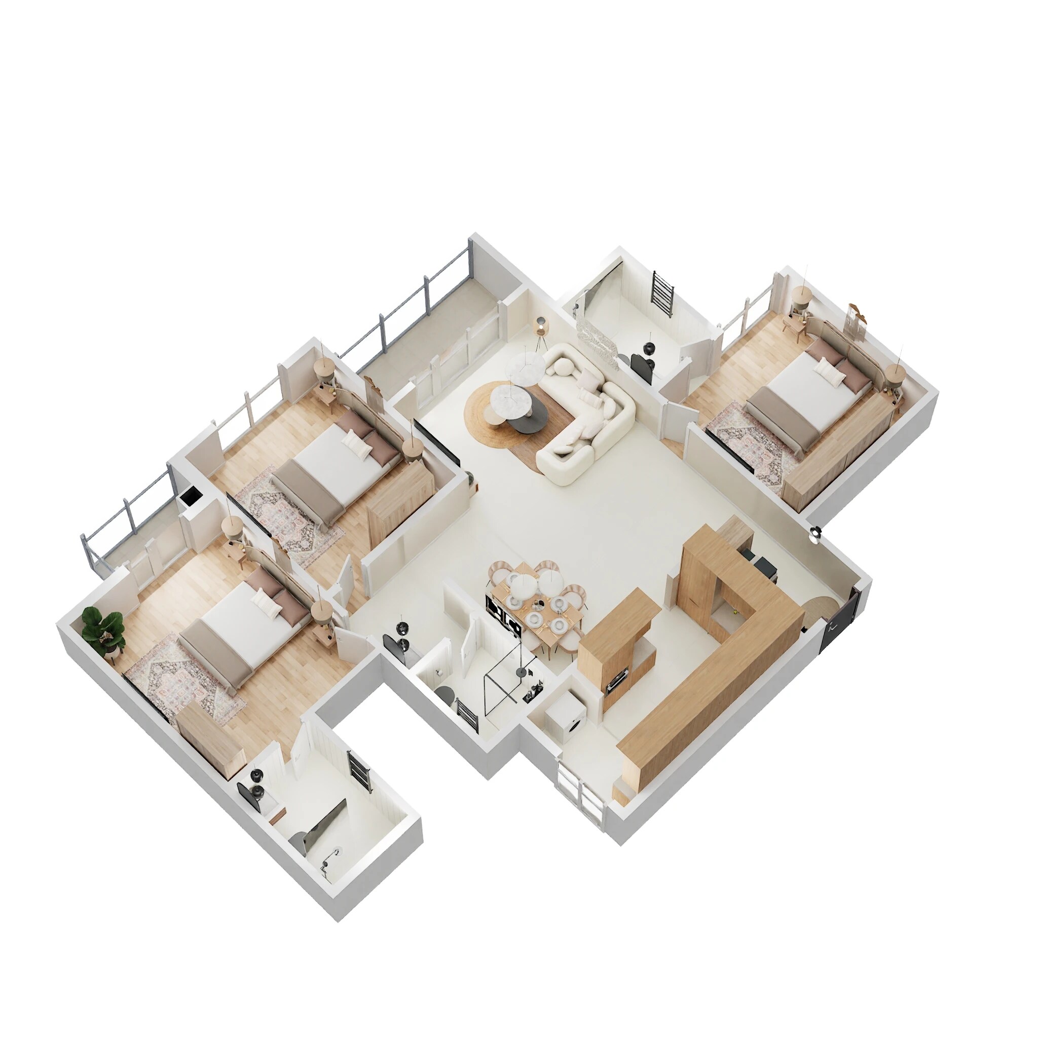 Floor plan of 3 BHK 1644 Sq. Ft. Apartment in Carmel Heights, Bangalore