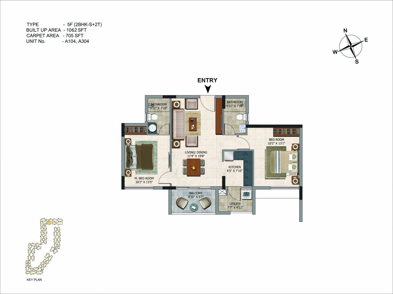 2 BHK 1062 Sq. Ft. Apartment
