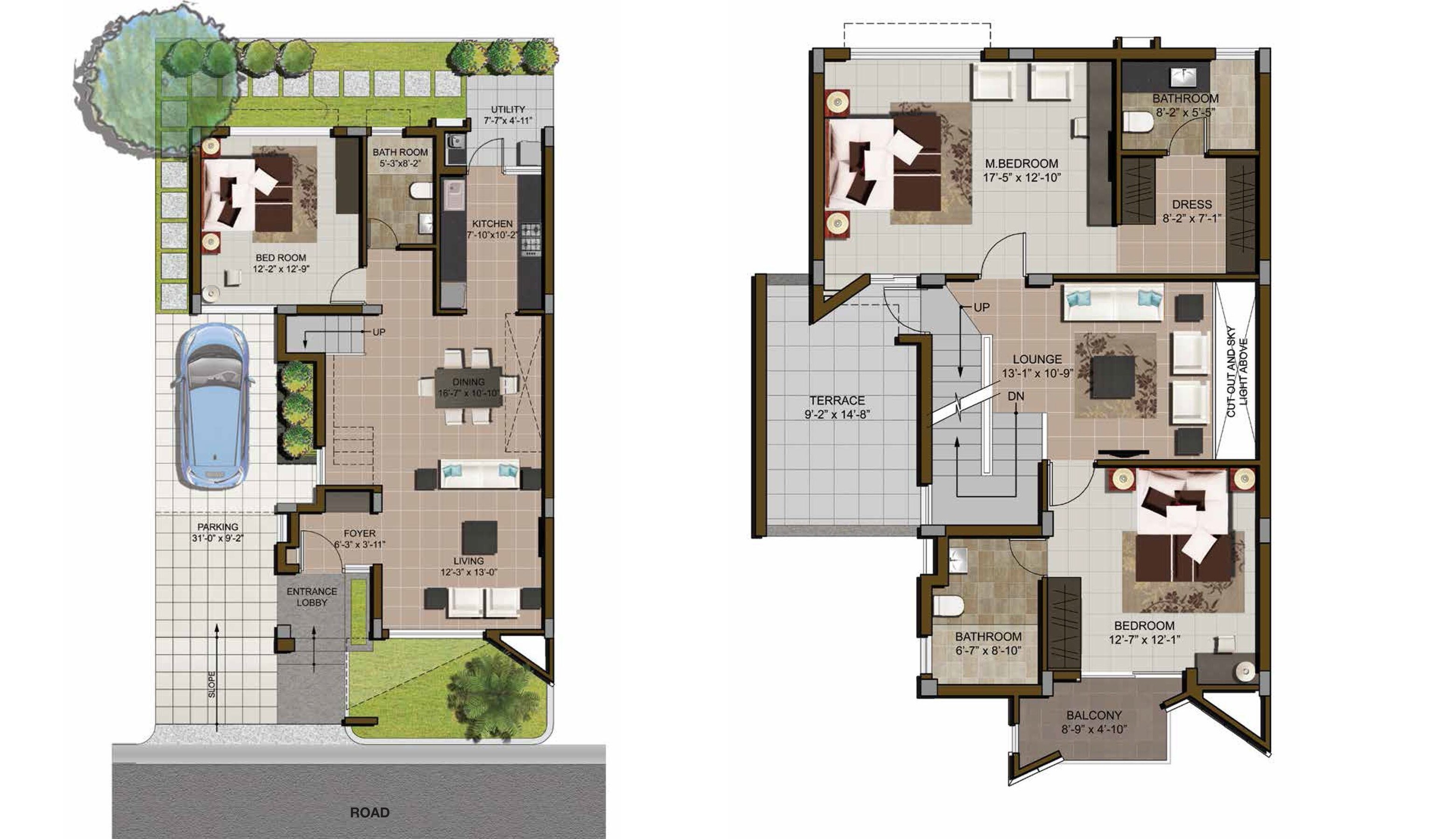 Floor plan of 3 BHK 2200 Sq. Ft. Villa in Casa Grande Neona, Bangalore