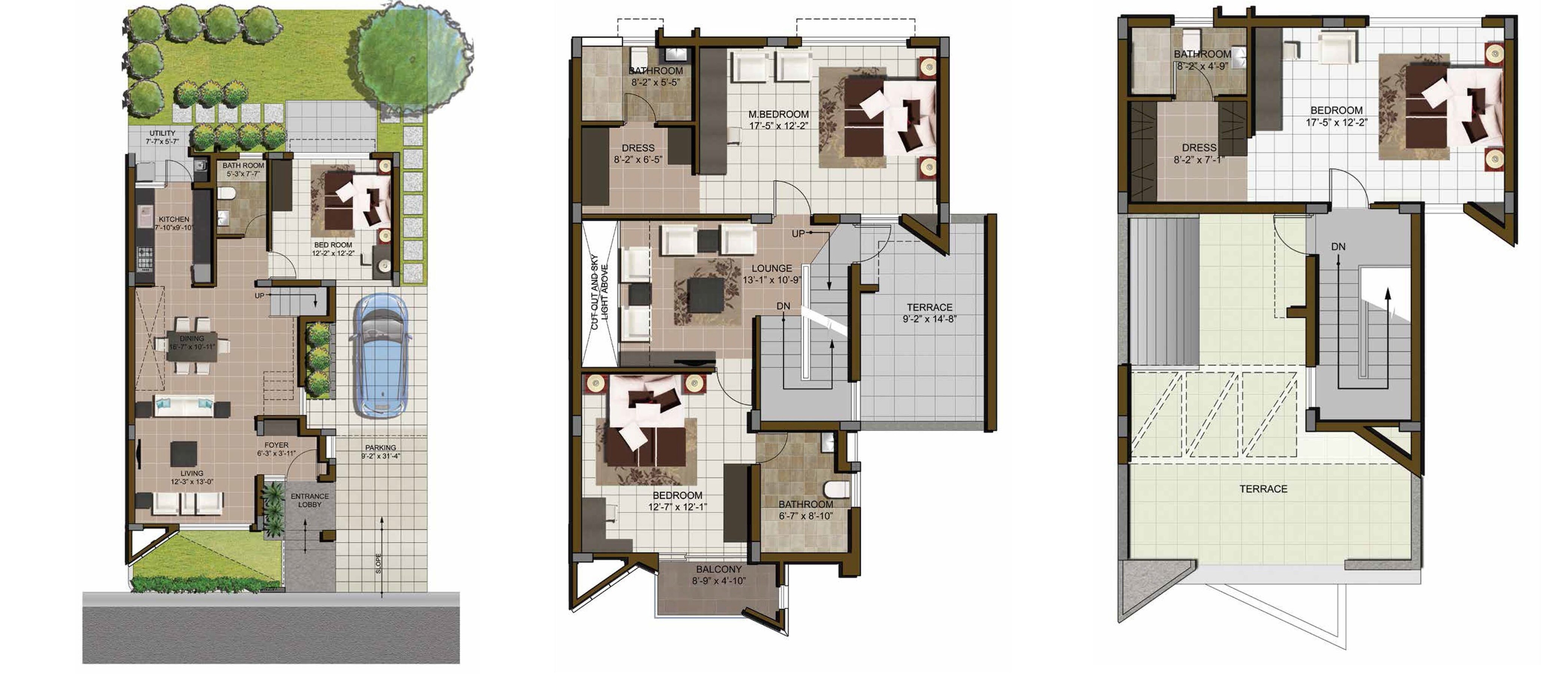 Floor plan of 4 BHK 2600 Sq. Ft. Villa in Casa Grande Neona, Bangalore
