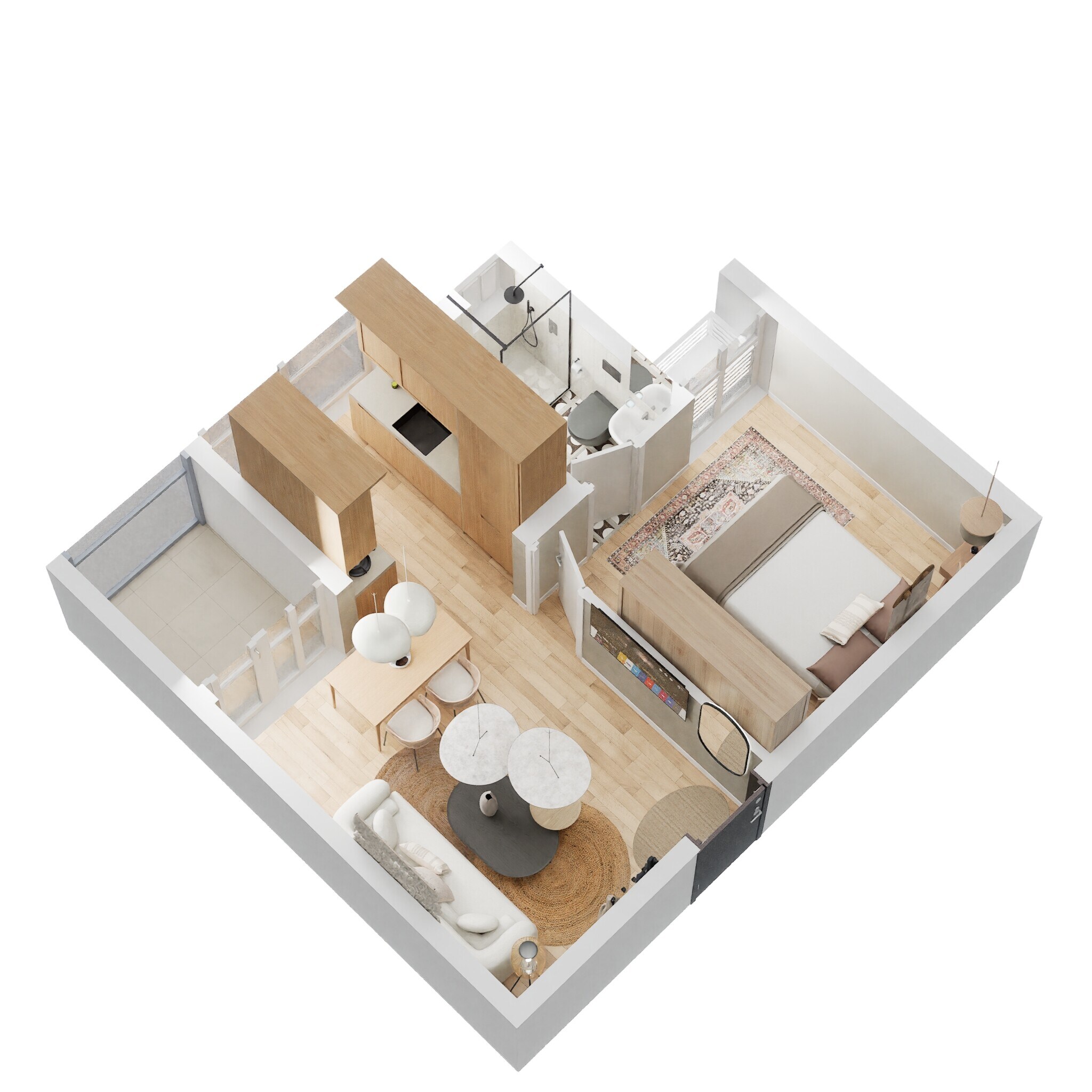 Floor plan of 1 BHK 512 Sq. Ft. Apartment in Casagrand Amor, Bangalore