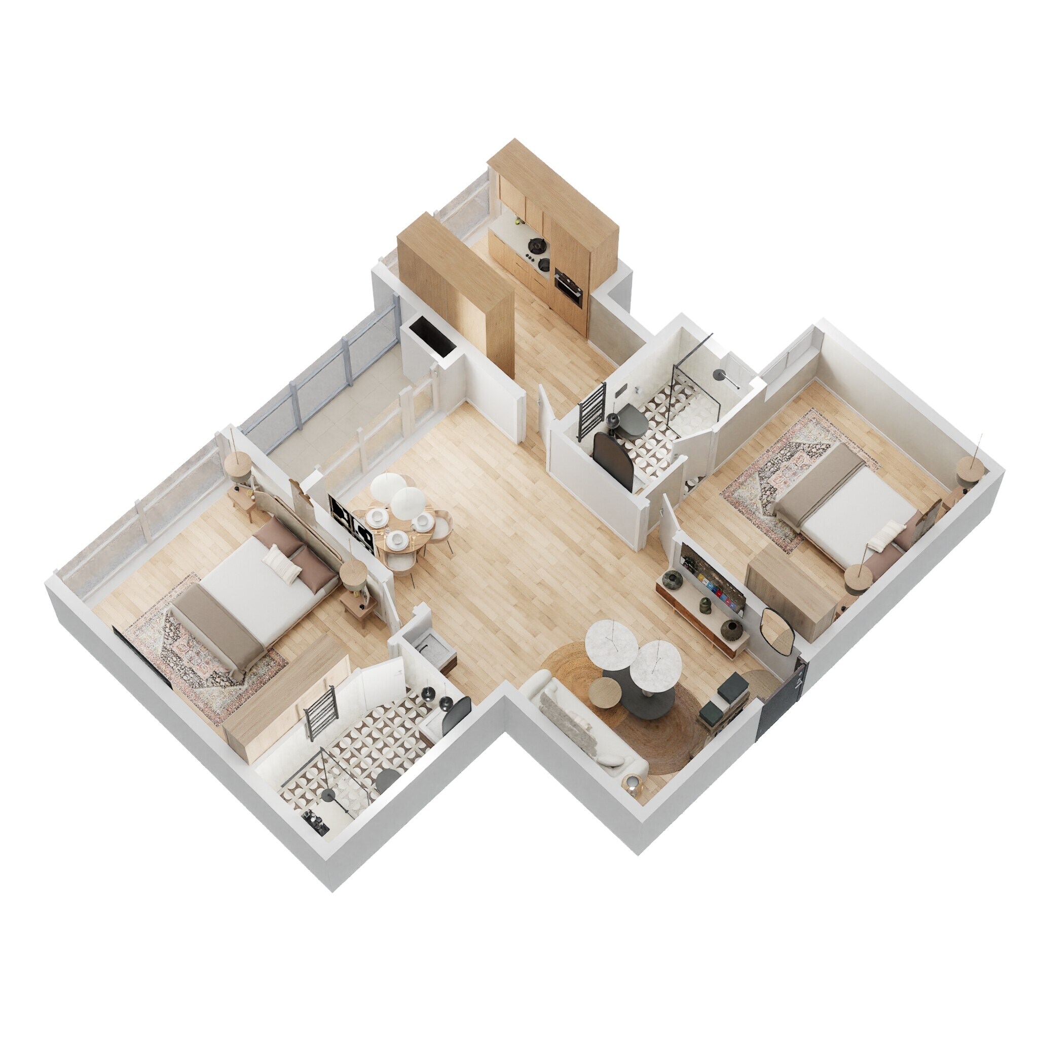 Floor plan of 2 BHK 1159 Sq. Ft. Apartment in Casagrand Amor, Bangalore